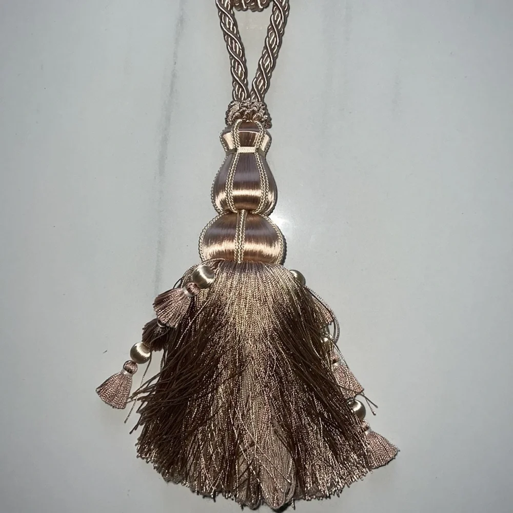 Champagne and Blush Color Rope Trim Tassle Holdback